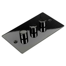 Volex 3 Gang Dimmer Light Switch Wall Flush Black Nickle Metal On Off Toggle