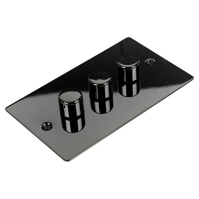 Volex 3 Gang Dimmer Lichtschalter Wand Unterputz Schwarz Nickel Metall Ein Aus Kippschalter