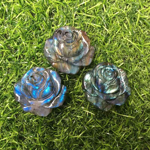 Natural Labradorite Hand Carved The roses Quartz Crystal Healing 1pc - Picture 6 of 12