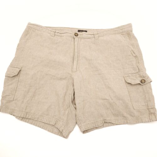Tasso Elba Linen Blend Shorts Mens 44 Khaki Cargo - image 1
