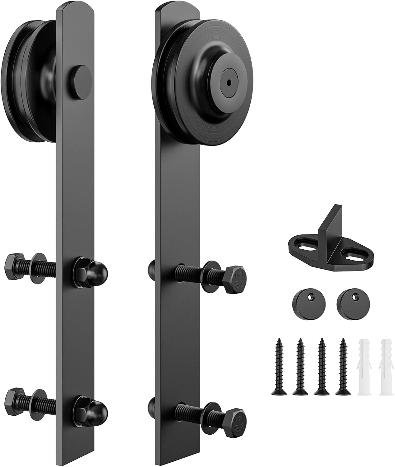 Sliding Barn Door Hardware Rollers with Silencer, Black, 2-Pack