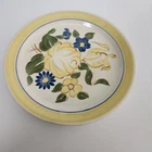 Vintage Red Wing Pottery Hand Painted 6" Blue Yellow Brittany Rose Flowers Plate