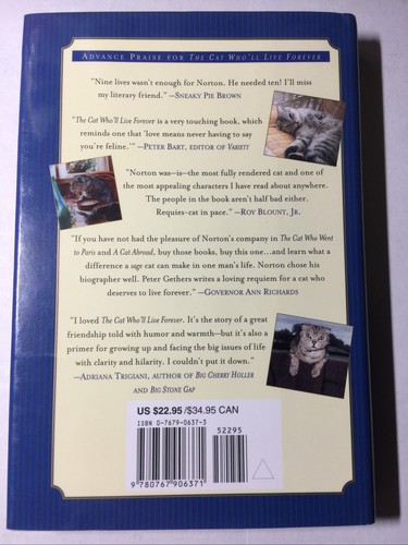 Peter Gethers' (READ COPY) of "The Cat Who'll Live Forever" HB/DC - Picture 3 of 12