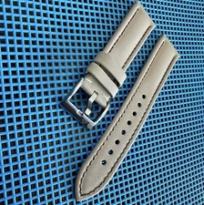 20mm TAN/BEIGE Real Sailcloth Apple Watch Strap With Adaptors GRAY Stitch