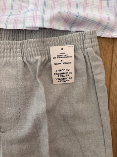 IZOD Boys Gray 4 Pcs Set Formal Vest Pants Necktie Plaid Shirt Size 10 Reg NWT - Picture 6 of 14