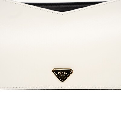 PRADA セール★ 1BG449 Prada Crossbody Shoulder Bag Box Calf White Leather 1BD333