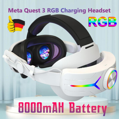 RGB Licht Elite Strap für Meta Quest 3, Head Strap für Quest 3 mit 8000mAh Akku