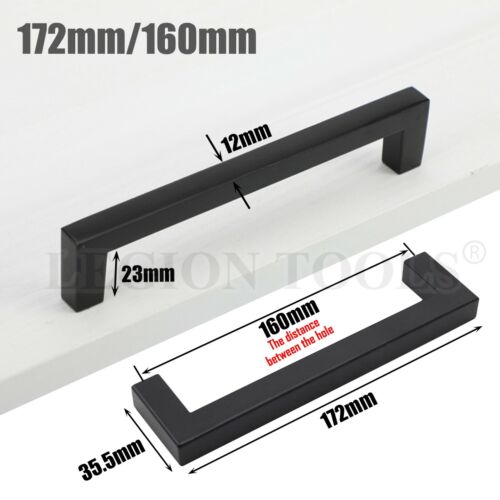Kitchen Cabinet Door Handles Matte Black Stainless Steel Drawer Cupboard Pulls - Picture 11 of 14
