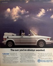 1988 Volkswagen Cabriolet Print Ad (Approx. 9.75x12) - Vintage Automobile