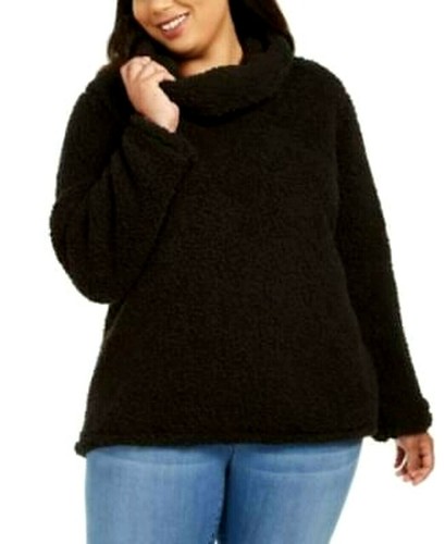 Style \u0026 Co Sherpa Sweater Black Cowl 