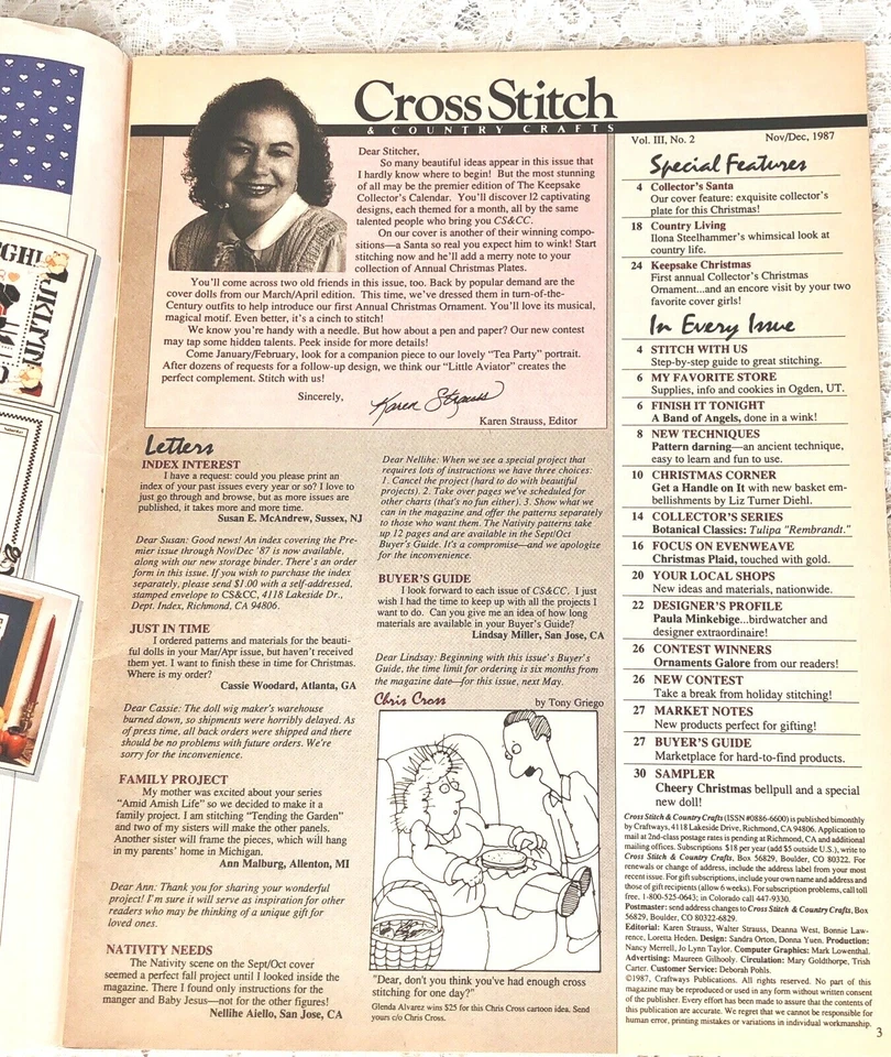 Cross-Stitch And Country Crafts Magazine NOV/DEC 87 25 Projects 31 Pages Vintage - Image 3 of 4