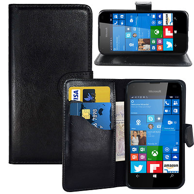 SCHWARZE BRIEFTASCHE KARTENFACH STÄNDER GEL HÜLLE FÜR Microsoft NOKIA C32/C22/G11/G21/G50X10