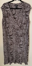 GLAMOUR WOMENS BROWN CREAM SLEEVELESS FLORAL PAISLEY DRESS SIZE 22W