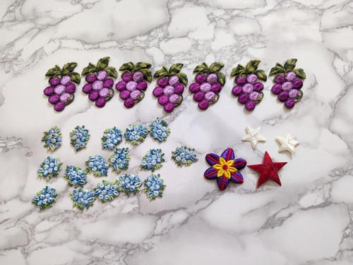 Vintage Embroidered Patches Lot Grape Flowers Star 27 Piece Sew-On Embellishment - Picture 2 of 12
