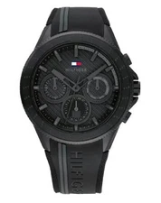 Tommy Hilfiger 1791861 DISPLAY Men's Watch Black Dial Day/Date Black Silicone