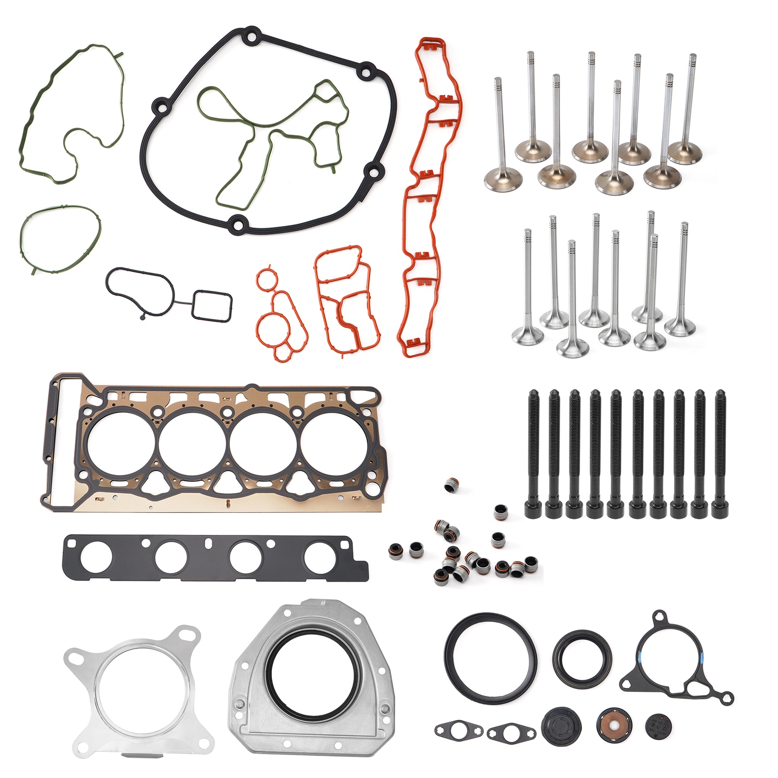 Head Gasket, Bolt, Valve, Timing Belt & Water Pump Kit For 99-03 Subaru 2.5 SOHC EJ25