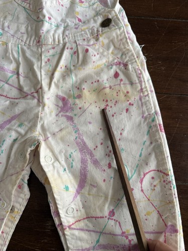 Vintage 80's OshKosh B'Gosh Children's Paint Splattered Overalls Size 6-9 Mos - Picture 4 of 20