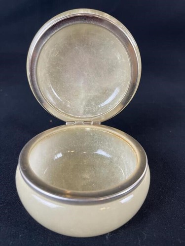 Vintage Kirschblüte echt Alabaster handgeschnitzt in Italien Schmuckschatulle mit Deckel - Bild 2 von 3