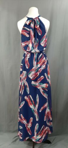 Maxi XS Modcloth Iluminado Elegancia Gasa Estampado Cactus Azul Marino Escote Alto - Imagen 4 de 7