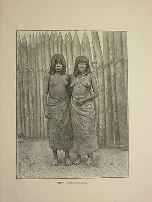 C1890 Antiker Druck ~ Gran Chaco Indianer