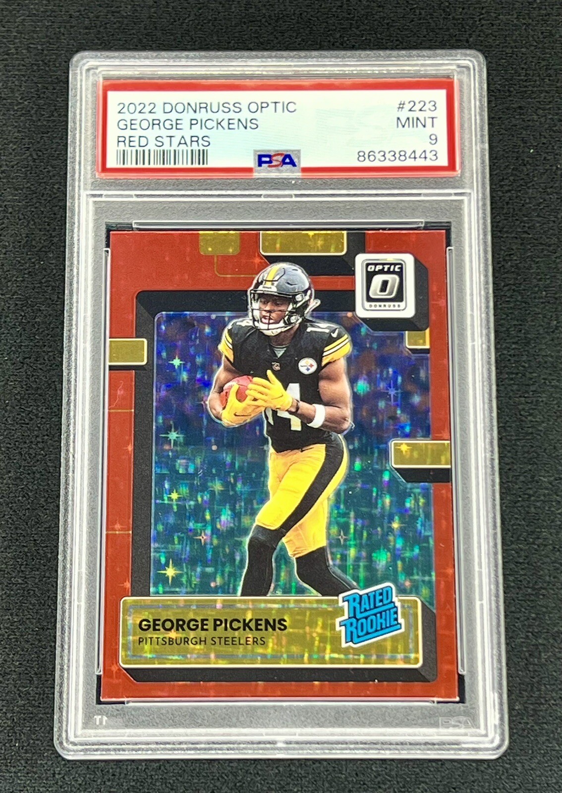 2022 George Pickens Donruss Optic Red Stars SP RC Rookie Steelers PSA 9 MINT 223