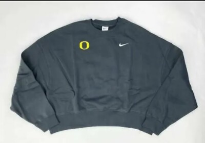 Nike Team Oregon Ducks Fleece Trend Crew Sweatshirt Women's Medium Gray DJ8525