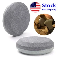 120&180# Pocket Axe Knife Whetstone Round Sharpening Grinding Stone Sharpener US