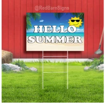 Hello Summer Indoor Outdoor Coroplast Yard Sign 