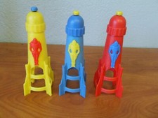 3 Vintage 1950's Royal TOT Mfg. Space Man Cap Bomb Red Blue  Yellow