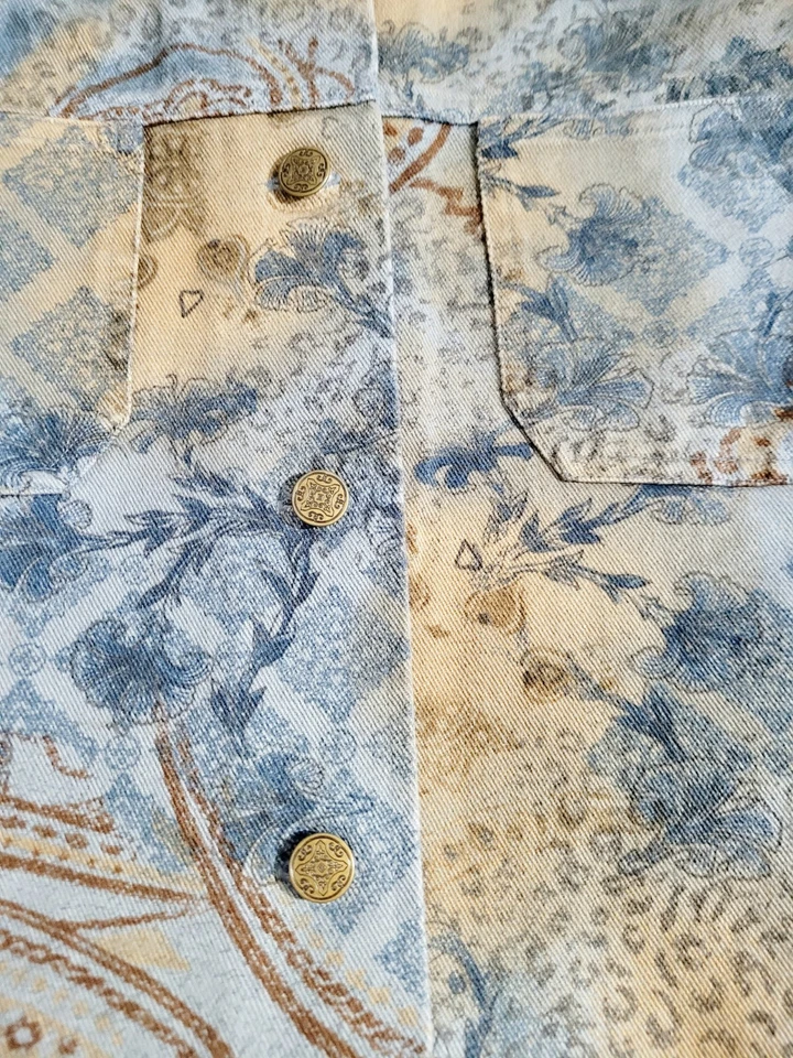 Chaqueta vaquera para mujer Marsh Landing L azul marrón cachemira estampado floral 100 % algodón Foto 4 de 4