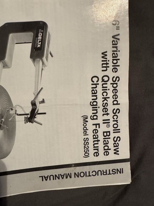 Delta Shopmaster Ss250 Scroll Saw Manual Oem Scrollsaw Woodworking