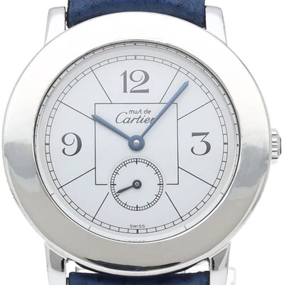 CARTIER Must 2 Ronde Damenuhr W1009475 SV925 / Leder Damenuhr Silber... - Bild 1 von 4