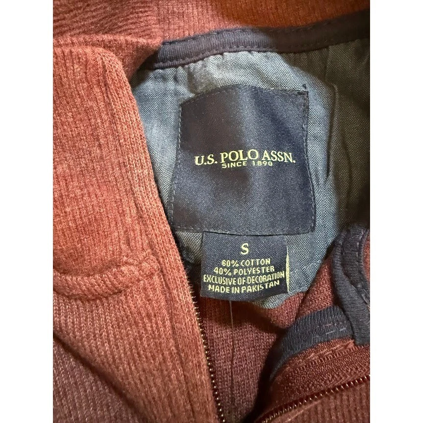 US Polo Assn Mens Quarter Zip Pullover Sweater Burgundy Size Small NWT - Image 4 of 4