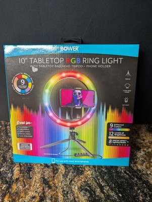 Bower 10 inch RGB Selfie Desktop Ring Light Stand Studio Kit - Ultra Wide Range