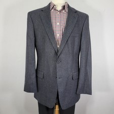 Stafford Essentials Men's Flannel Sport Coat Blazer Houndstooth Wool 44L