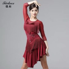 K9 S7012 women Latin Dance Dress Fringe Ballroom Rumba Salsa Jazz Performance