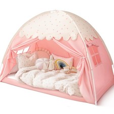 Twin Bed Canopy Tent Toddler, Kids Bed Canopy Indoor on Bed Privacy Twin Pink