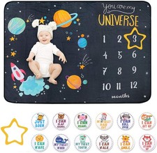Baby Milestone Blanket for Boy  Girl - 60"x40" Large Monthly Baby Milestone ...