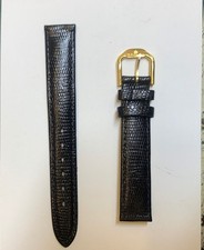   MARVIN 16mm Vintage  Lizard Black Watch Strap    G/P Buckle