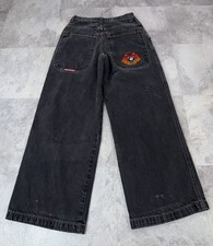 Vintage JNCO Jeans Bulldog 8 Ball Wide Leg Baggy Black Denim Mens Size 30x30