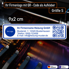 Firmenaufkleber Installateur mit Logo und QR Code (S) 9x2 cm