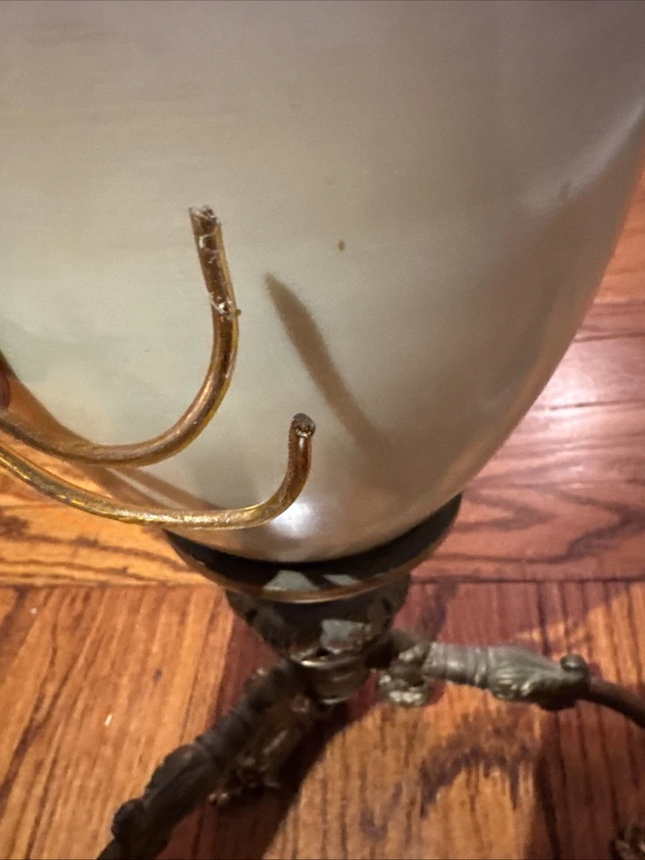 Candelabro de vela de porcelana rosa vitoriano com retrato de mulher, dourado, 18” H - Imagem 4 de 4