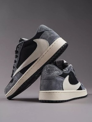 Nike Air Jordan 1 Low Travis Scott Reverse Swoosh Black Grey White