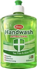 6 x 500ml Certex Antibacterial Hand Wash Tea Tree & Aloe Vera UK Made Handwash 3.32 per litre