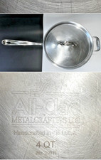 All Clad Metal Crafters 4 Quart Skillet Saute' Pan with Lid USA Made