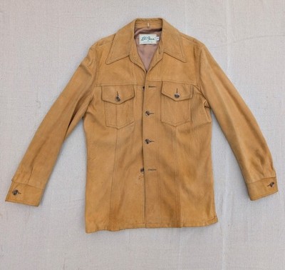 Vintage 70s LL Bean Script Tag Leather Suede Jacket Brown Men's 38