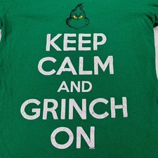 Dr. Seuss Hybrid Apparel Kids XL Green Glitter Keep Calm and Grinch On T-Shirt