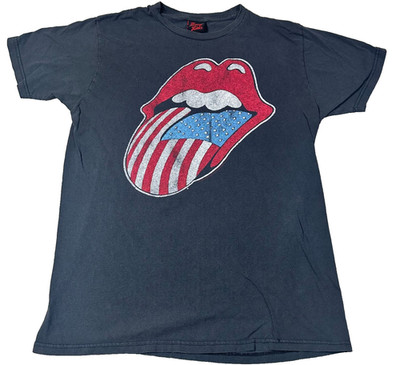 2012 Rolling Stones Adult Large Bravado Red White Blue Flag Tongue Lips Band Tee