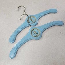 Set of 2 Hollywood Regency Blue Wooden Hangers Monogrammed Cursive I  VTG