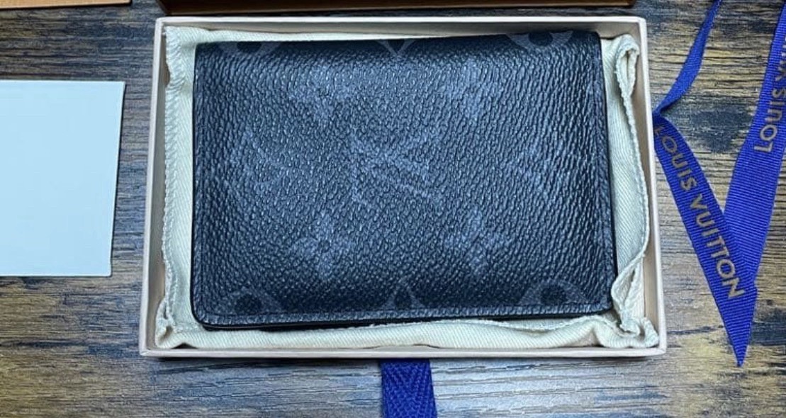 Louis Vuitton Monogram Eclipse Black Pocket Organizer Card Holder Wallet